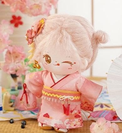 Amazon.co.jp: 20cm ぬいぐるみ服 ピンク リボン 和服 着物 飾り 巾着